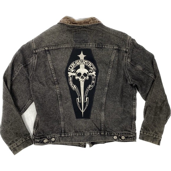 Lip Service Coffin Patch on Vtg Arizona Jean Co Jacket Sz L - Picture 1 of 10